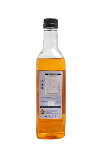 Image of SARV MATRIKAA Wood Pressed Alsi Oil 1 Liter | Cold Pressed Flaxseed Oil | 100% Pure & Natural | Edible Grade | No Preservatives | Omega 3 Rich | For Cooking, Skin & Hair Care