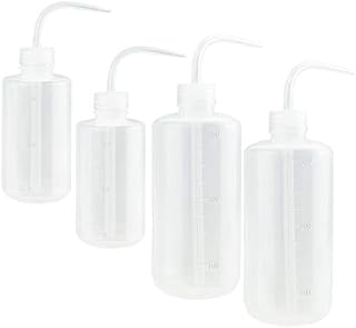 TANCUDER 4 PCS Safety Wash Bottle 250ml/500ml Tattoo Water Bottle Clear Watering Can Plastic Green Soap Squeeze Bottle Elbow Bend Laboratory Equipment with Narrow Mouth for Plant Vinaigrette Detergent