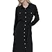 DKNY Women's Long Sleeve Collared Tie Midi Shirtdress, Black, 10