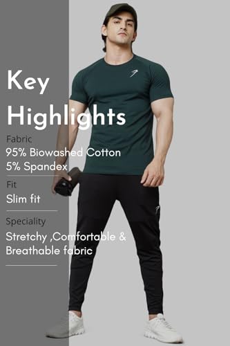 Image of FUAARK Men's Solid Slim Fit Sports Gym T-Shirt