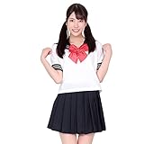 Be With セーラー服 2 （えんじリボン） 紺 白 半袖 セーラー Mサイズ コスプレ コスチューム レディース