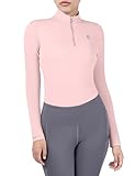 Harrison Howard Damen Reitsport Schweißabsorption, schnelltrocknend, langärmeliges Shirt mit 1/4-Reißverschluss, Basisschicht, Pink, 00