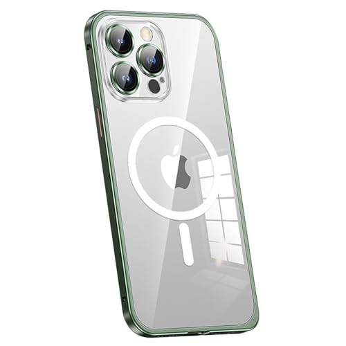 Coque iPhone 15 Pro Max MagSafe verte avec pare-chocs métal
