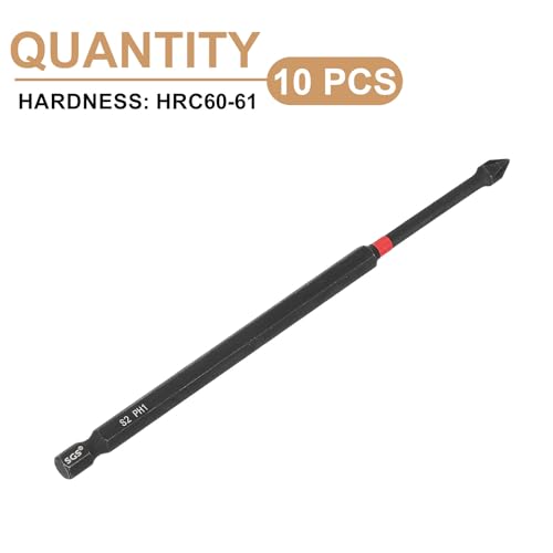 Puntas Phillips PH1 de 150mm con vástago hexagonal de 1/4 pulgada sourcing map para impacto 3