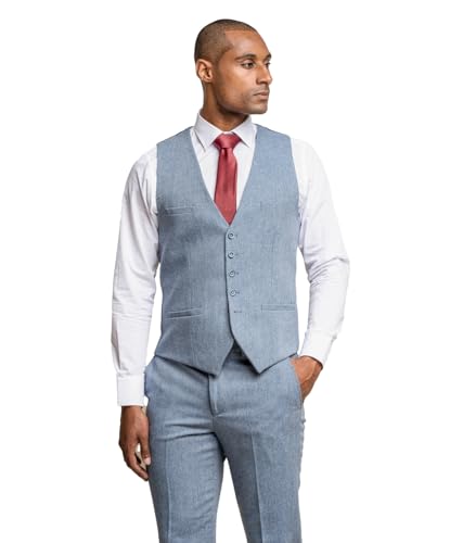 Mens Tweed Slim Fit Suit Jacket Vest Pants Light Blue Wedding Business Formal Sold Separately Set