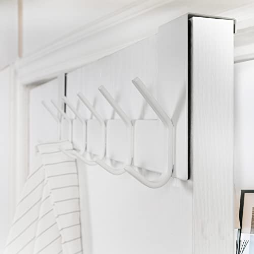 WEBI Over The Door Hook,Over Door Towel Rack,Door Hanger,Door Coat Hanger,Over The Door Coat Rack,Door Hooks for Hanging Clothes,Towels,Behind Back of Bathroom,White