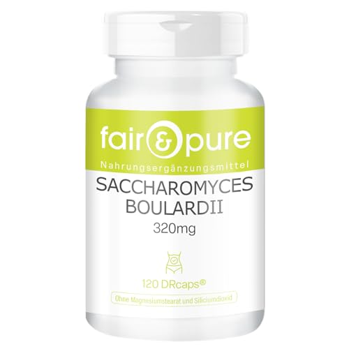 Fair & Pure Saccharomyces boulardii Kapseln 320mg 120 DRcaps schluckfreundlich 6 4 Milliarden Hefekolonien veganes Nahrungsergänzungsmittel ohne Zusätze in Deutschland hergestellt
