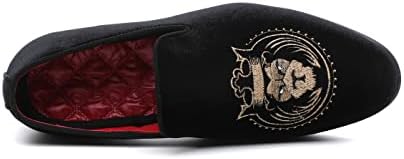 Santimon Men's Loafers Dress Shoes Slip On Driving Tuxedo Lion Head Walking Shoes 11 Black US | Image 3