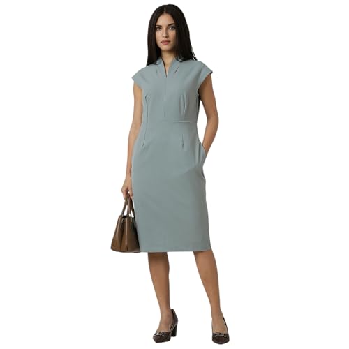 Image of Van Heusen Women's Regular Fit Half Sleeve Mid Thigh Length Sheath Dress