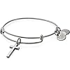 Alex and Ani Divine Guides Expandable Bangle Bracelet for Women, Cross Charm, Midnight Silver Finish, 2 to 3.5 in