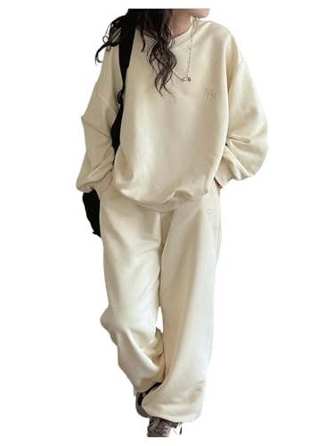 SweatyRocks Girl's 2 Piece Outfits Oversized Long Sleeve Sweatshirt and Sweatpants Tracksuit Sets