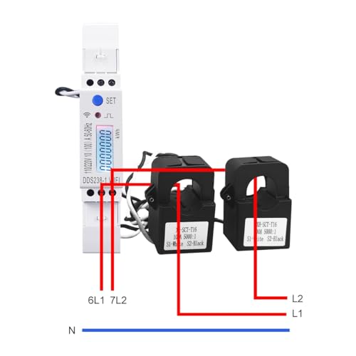 Compteur intelligent 2 phases 3 fils 100A pour rail 18mm