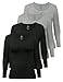 ALPIDEX Damen Langarmshirt 4er Set Basic Oberteil Einfarbig Frauen Stretch Shirt Unterhemd Untershirt Longsleeve Baumwolle Rundhals, Größe:M, Farbe:Storm