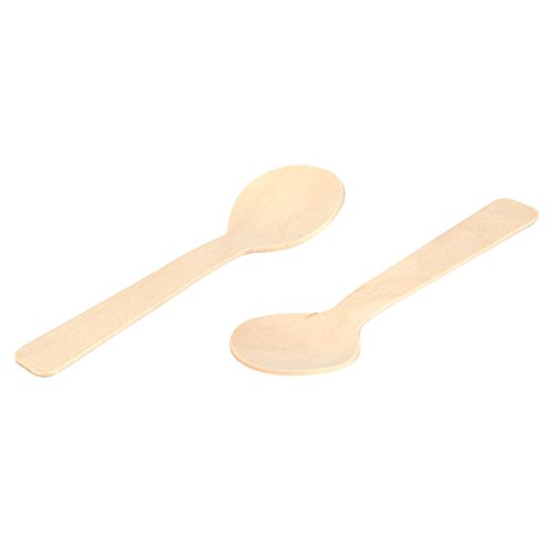 100 piezas de cucharaditas de madera juego de cubiertos desechables biodegradables cucharas pequeñas para servir miel… - Imagen 8