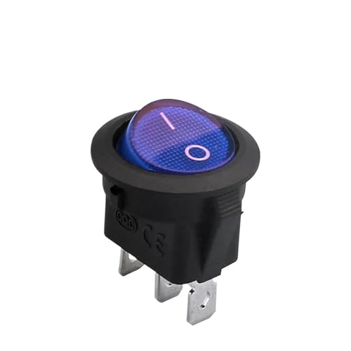 TSIOHKBS 3Pin Button with Light Rocker Switch 10A 125V 6A 250V KCD1-101N-8 (Green,220V Neon)
