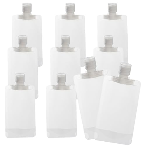 まちの波 パウチ容器 詰め替えボトル トラベルボトル 旅行詰め替え容器 トラベル液体個包装 漏れ防止 半透明 使い回し 出張用 旅行用 携帯易い (100ml 10個セット)