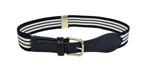 Buyless Fashion Kids and Toddler Adjustable Elastic Stretch Belt with Leather Closure - KBLT100-Navy/White-Navy