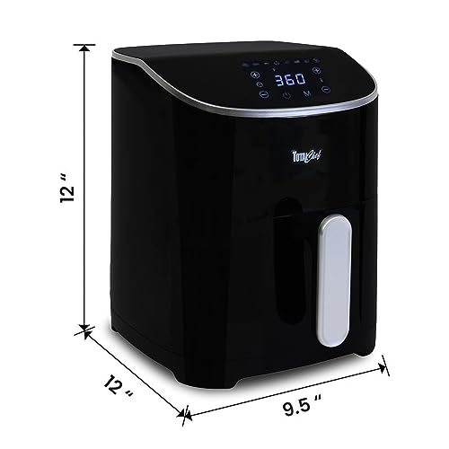 Image of Total Chef Electric Air Fryer Oven 5 Qt /4.8L, Digital Touchscreen Controls, 8 Smart Cooking Presets, Adjustable Temperature, Programmable Timer, Non-Stick Basket, Quick Easy Meals, Black