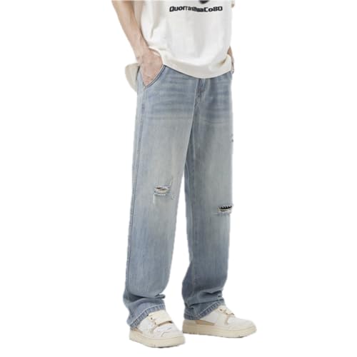 Jeans Pants Trouser Denim Lyocell Tencel for Men in Spring and Summer Thin Fit Loose Versatile Long with A Sense of Luxury