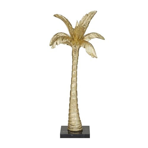 Deco 79 Polystone Palm Tree Decorative Sculpture Home Decor Statue with Black Marble Base, Accent...