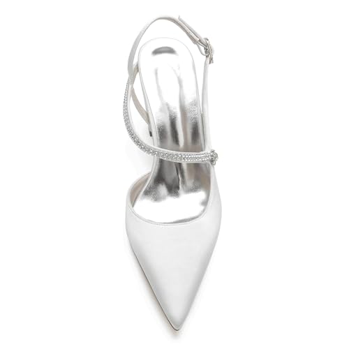 Escarpins à talons hauts de mariage bout pointu et satin - 2