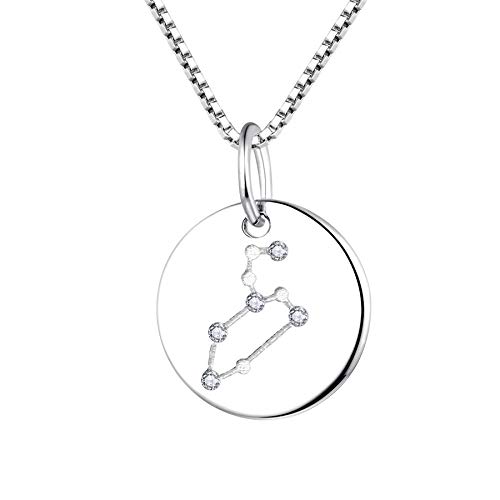 YL Women's Leo Constellation Necklace Sterling Silver Zodiac Jewelry Astrology Coin Horoscope Pendant