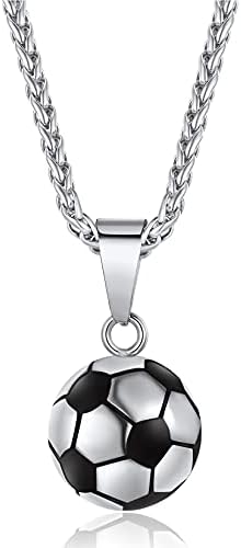 ChainsPro Men Boy Soccer Necklace Gifts-Engravable Americal Football/Baseball Sport Fans Jewellery-with 22''+2'' inch Chain (with Gift Packing)