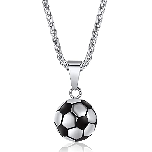 Soccer Ball Necklace Men Stainless Steel Wheat Rope Chain Sport Pendant Soccer Gifts #TOP9