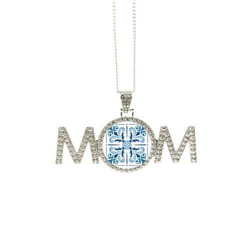 Collier bleu marocain illustration fleur bijou finition premium