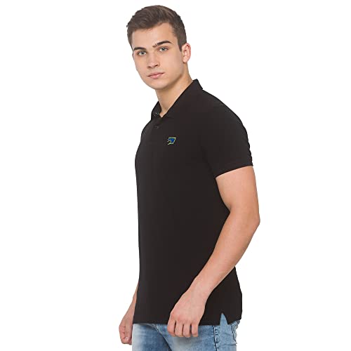 Image of Spykar Men's Embellished Slim Fit Polo T-Shirt