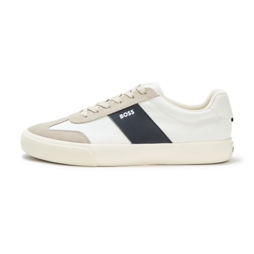 Image of BOSS Men's Aiden Logo Block Leather Low Top Sneakers | Casual Shoes