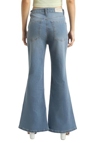 Image of Forever 21 Women Solid Flared Regular Fit Jeans