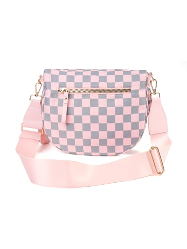 Image of FEIBOON Spacious Checkered Nylon Crossbody Bag Bum Bag Handbags Wallets for Women