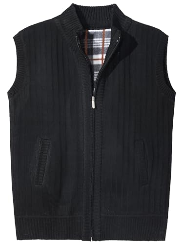 LemonGirl Men's Slim Full Zip Sleeveless Vest Cardigan Sweater2