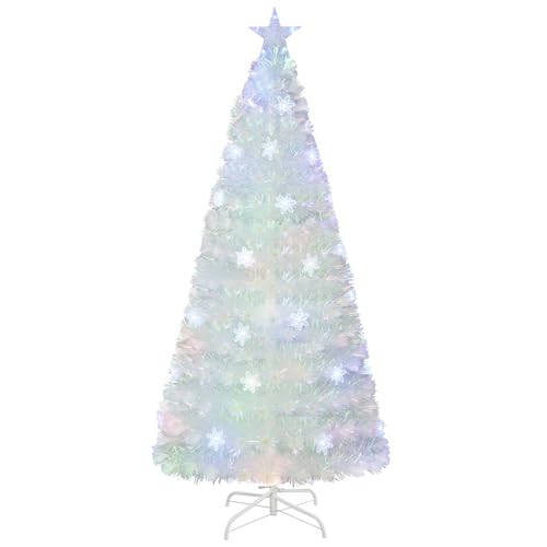 COSTWAY Albero di Natale Pre-illuminato in Fibra Ottica 120/150/180/210 cm,