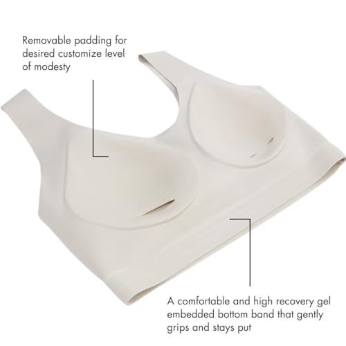 Image of Floatley to The T-Shirt Scoop Neck Bra for Women, Silky Comfort Wirefree Seamless Grip Band Pullover Bra with Removable Pads