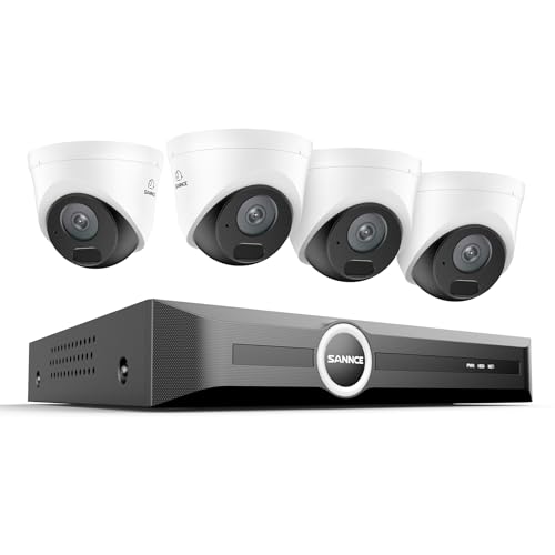 SANNCE 5MP PoE Überwachungskamera System 8CH 5MP NVR Recorder Videoüberwachung und 4X Aussen IP Kamera IP66, Bewegungserkennung