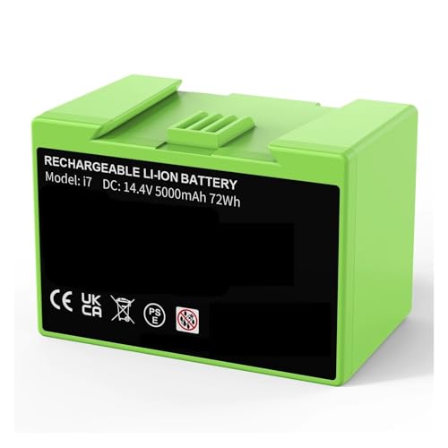 ,Compatible Con Roomba, Batería De Repuesto I7 5000mAh 14,4V For Aspiradora Recargable Serie I3 I4 I5 I6 I8 J7 E5(2Pcs 5000mAh)