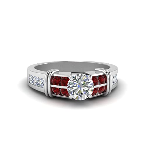 Image of 55Carat Choose Your Gemstone Channel Set Wide Diamond CZ Ring Sterling Silver Round Shape Side Stone Engagement Rings Everyday Jewelry Wedding Jewelry Handmade Gifts for Wife US Size 4 to 12