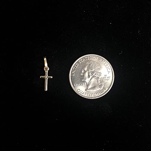 Ioka - 14K Yellow Gold or White Gold Plain Cross Pendant Religious Tiny Size Charm For Necklace or Chain4