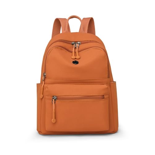 YUESITE Damen Rucksack Wasserdichte Nylon Casual Schultasche Daypack Leichtgewicht Reiserucksack Minirucksack Elegant,leichte Rucksackhandtasche zum Alltag Reise Schule Freizeit Einkaufen Orange