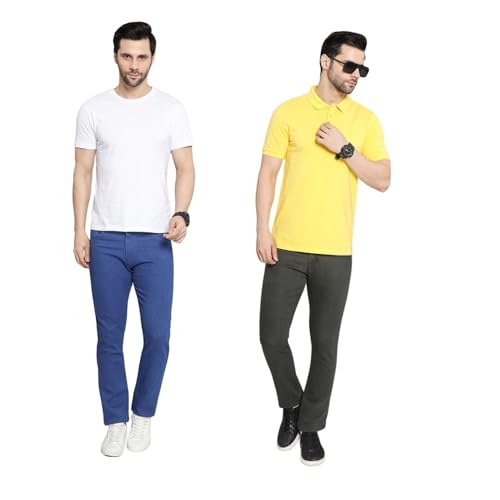 Image of DAIS Men's Stretchable Slim Fit Mid Rise Jeans, Pack of 2, (Combo of 2 Jeans)