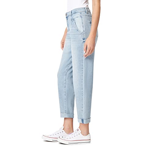 WallFlower Women's Fearless Curvy Barrel High Rise Insta Stretch Juniors Jeans2