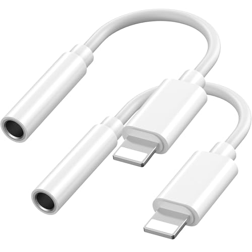 Unnderwiss Adaptador de Auriculares para Phone【Certificado MFi】 Adaptador para Phone Cable de Audio Auxiliar con Compatible con Phone14 Pro/14/13/12/SE/11/X/XS/8/7（2 Pack）