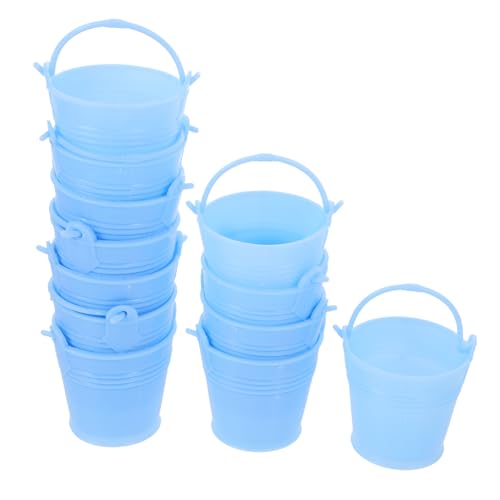 CIMAXIC 12pcs The Decor Candy Bucket for Wedding Buckets with Handles Treat Bucket Small Bucket Small Storage Bucket Tin Buckets Candy Bucket Mini Buckets Plastic Sky-Blue