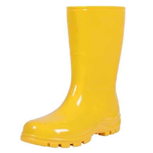 Asgard Womens Mid Calf Rain Boots Short Rubber Boots Waterproof Garden Shoes for Ladies Yellow 39 (8.5)