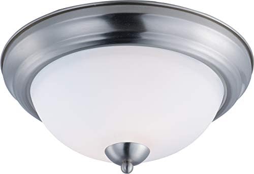 Maxim 21651SWSN Taylor Satin White Opal Glass Flush Mount, 2-Light 120 Watts, 6"H x 13"W, Satin Nickel