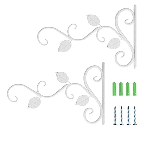 2 Pezzi Ganci da Parete per Pianta, Ganci per vasi sospesi,Gancio da parete in ghisa Viti Supporto per Lanterna per Appendere cesti di Piante, Lanterne (Bianca)