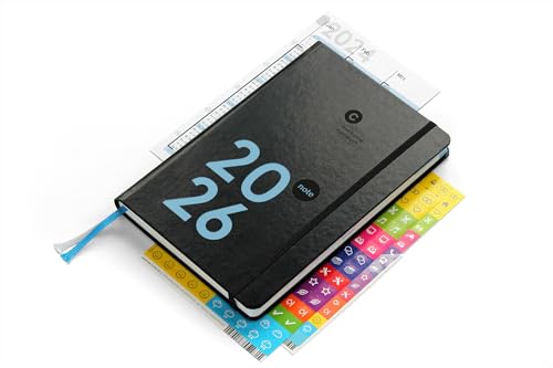 weekview compact note der clevere Wochenplaner! Personal Organizer mit großem Notizteil A6+ Leseband Sticker Tafelkalender Einstecktasche Gummiband (Classic Black 2026)