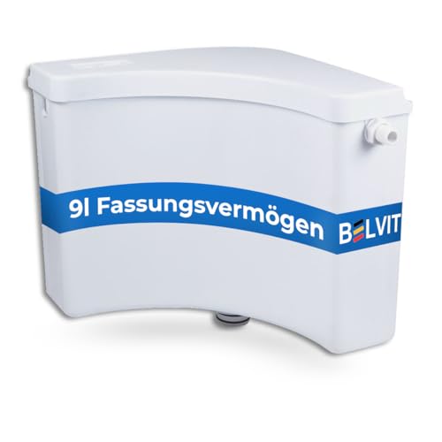 Belvit Eck-Aufputzspülkasten 9 L - vollisolierter AP-Spülkasten aus PP, leise (Akustikklasse 1 ≤20 dB), Start-Stopp-Spülung, 2 Anschlüsse links/rechts, inkl. Spülrohr & Montagematerial, Weiß